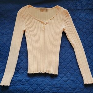 Caslon Peach Ribbed Long Sleeve Top